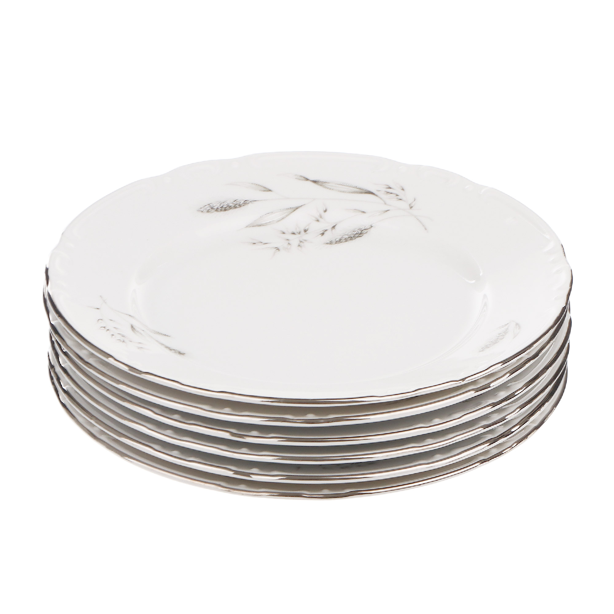 Набор десертных тарелок Thun1794 декор серебряные колосья, отводка платина 17 см 6 шт