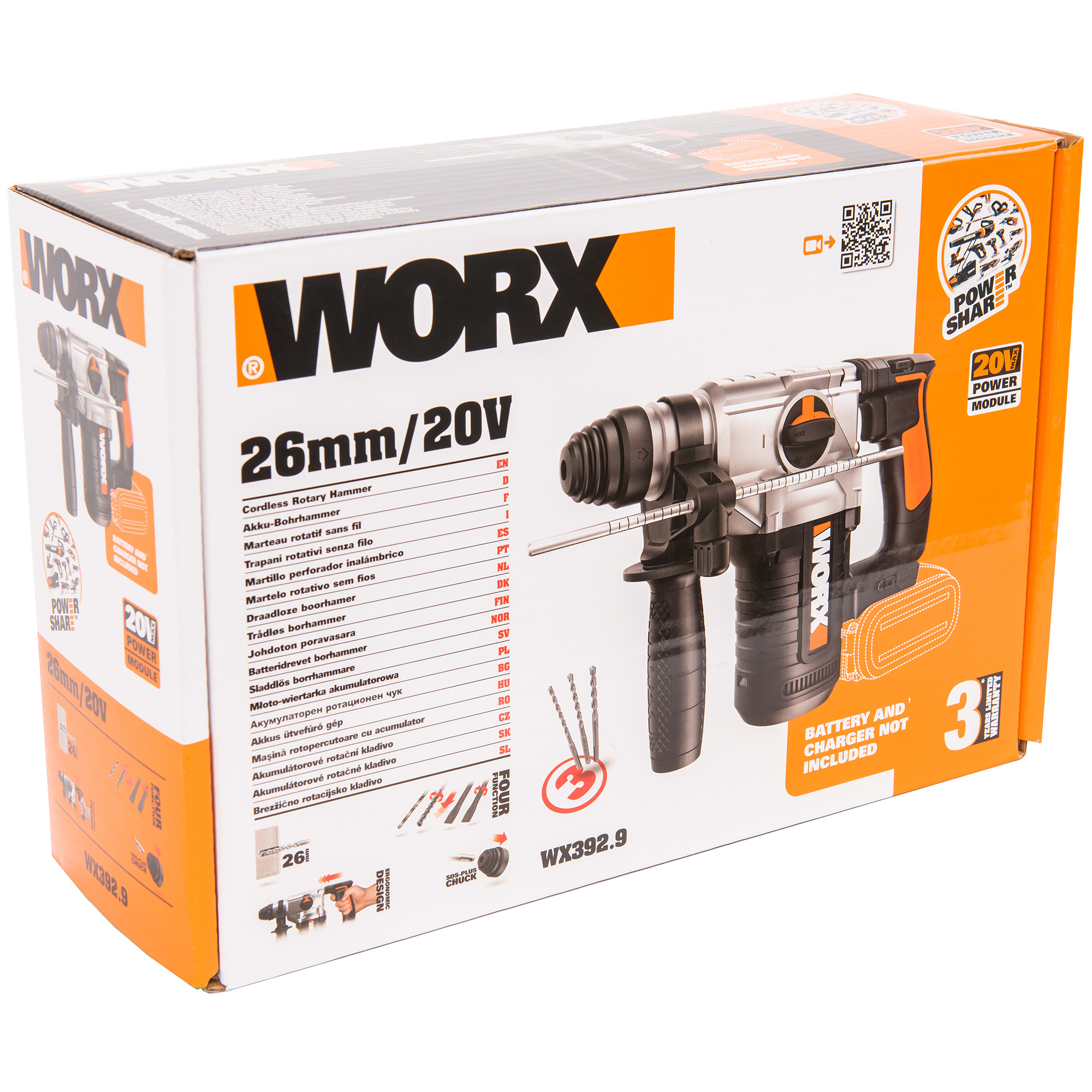 фото Перфоратор worx wx392.9 без акб и зу