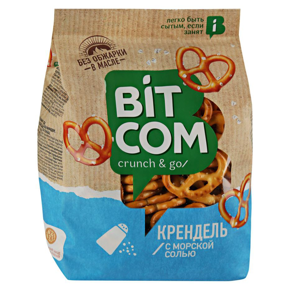 Крендель Bitcom с морской солью 250 г хлебцы пшеничные wasa тонкие цельнозерновые с розмарином и морской солью 190 гр