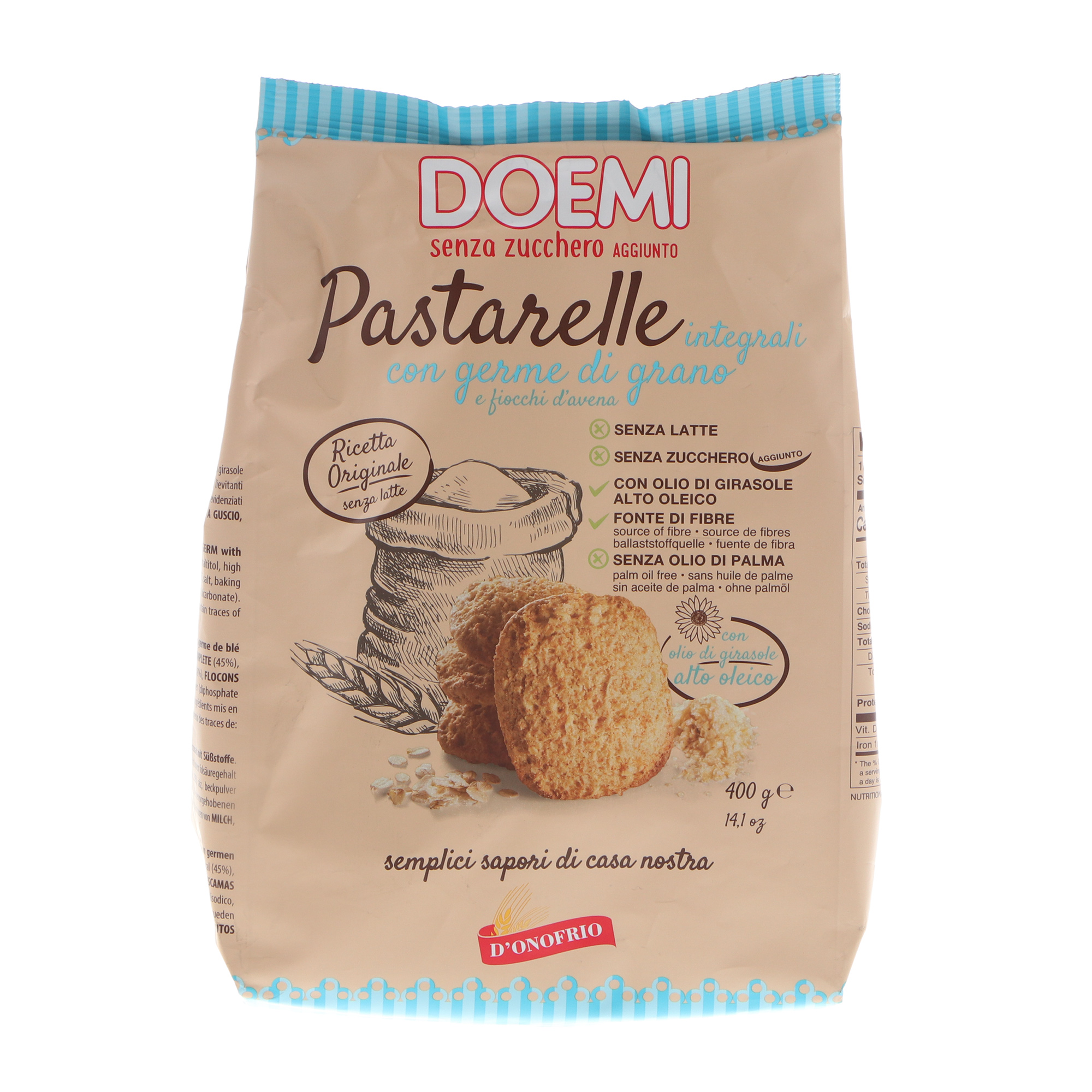 Печенье цельнозерновое DOEMI с ростками пшеницы 400 г печенье цельнозерновое doemi pastarelli 700 г
