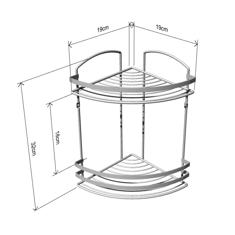 Полка в ванную Teknotel угловая серебряная 19х19х32 см Вид№5