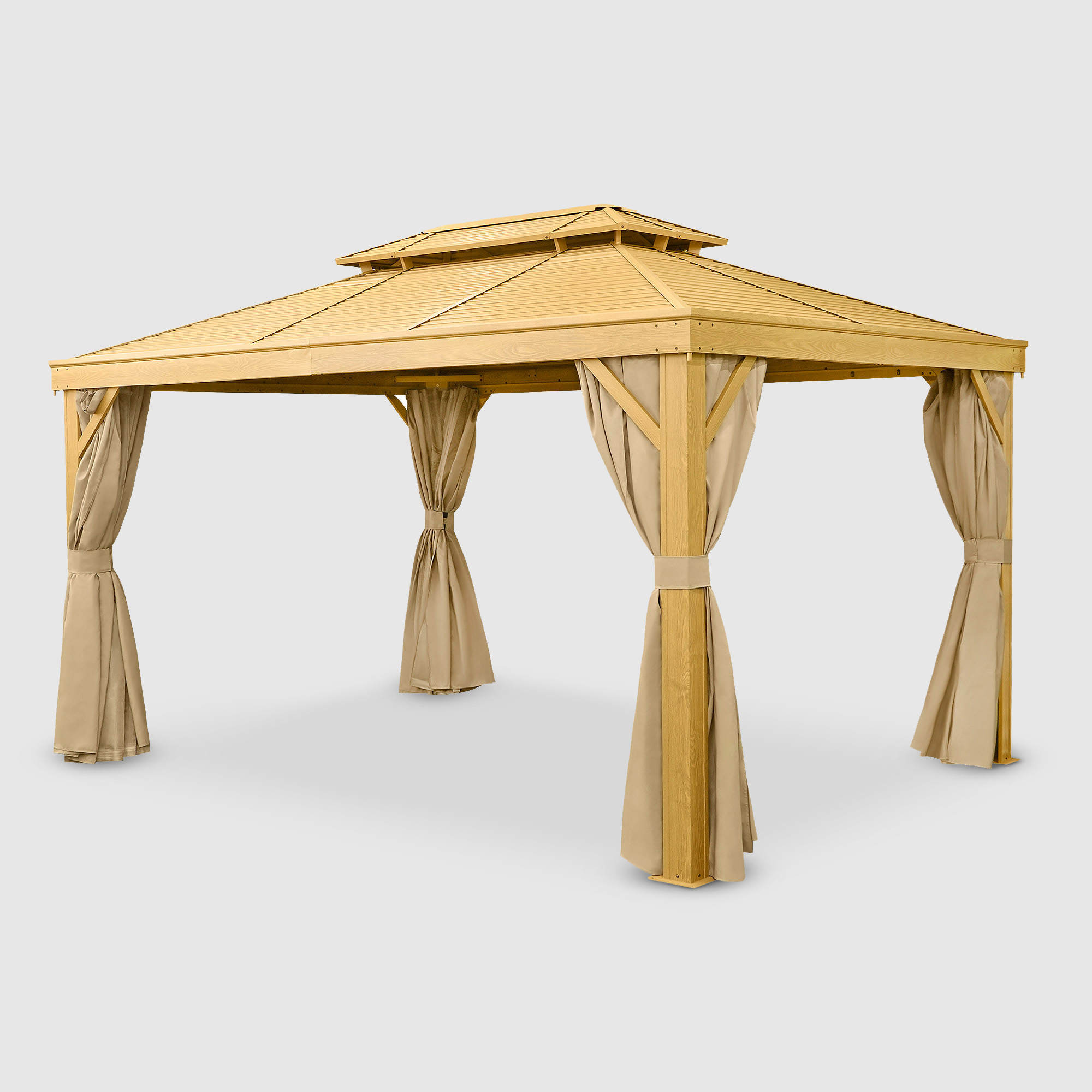 Шатер Insense wood design 3х4м металлическая крыша, цвет золотой