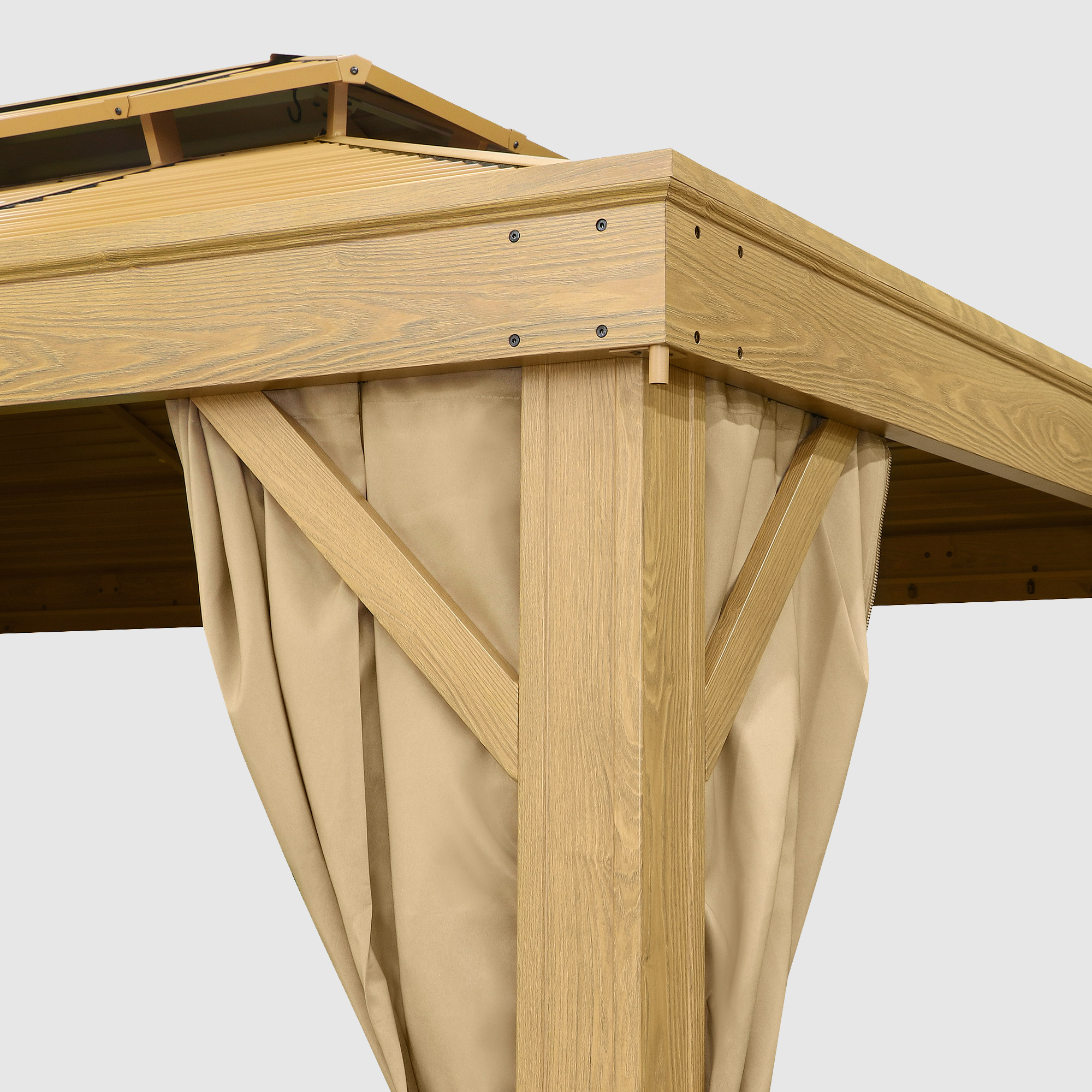 Шатер Insense wood design 3х4м металлическая крыша, цвет золотой - фото 4