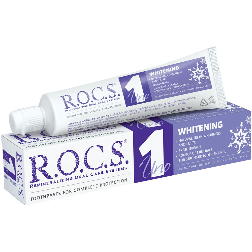Зубная паста R.O.С.S. UNO Whitening 74 г excel calcium минеральная добавка для собак и щенков с кальцием фосфором и витамином d 155 таблеток