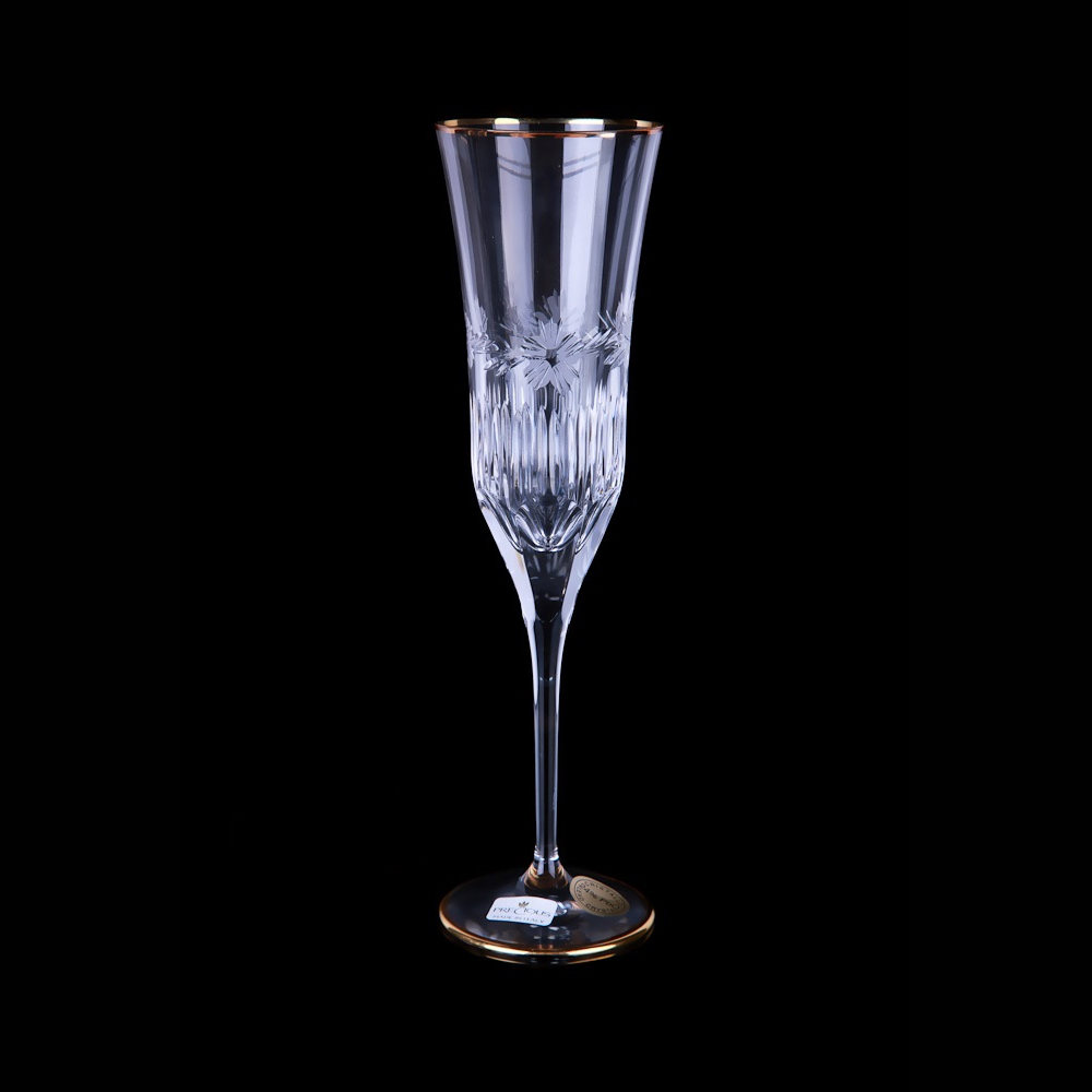 Набор бокалов для шампанского Precious Cut Gold 6 шт, цвет прозрачный - фото 1