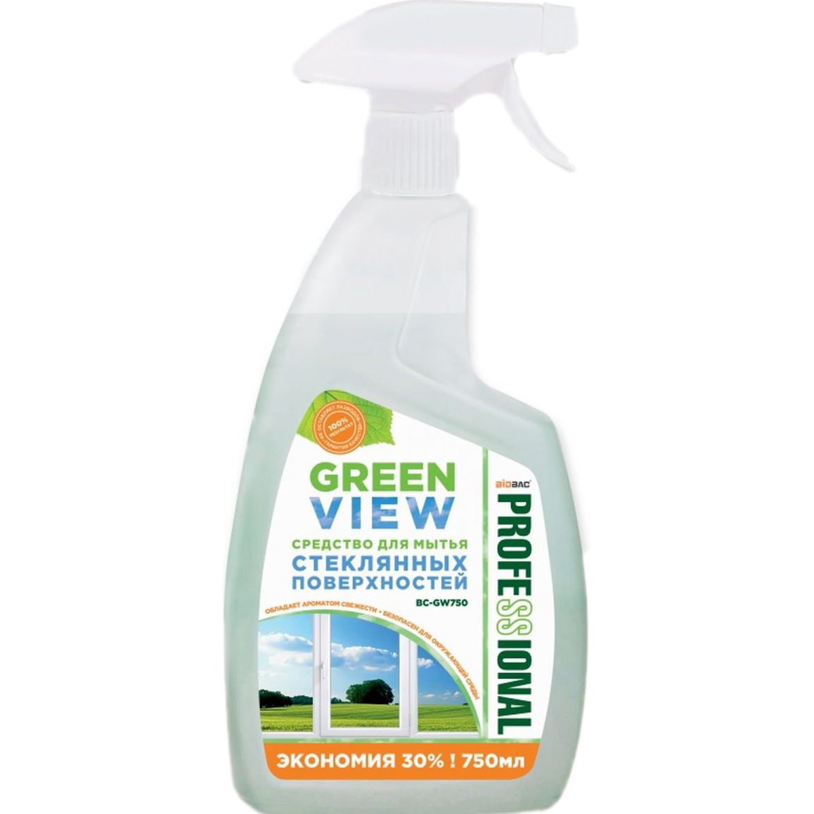 Средство для мытья Biobac Green View Для стеклянных поверхностей 750 мл средство для мытья посуды green industry