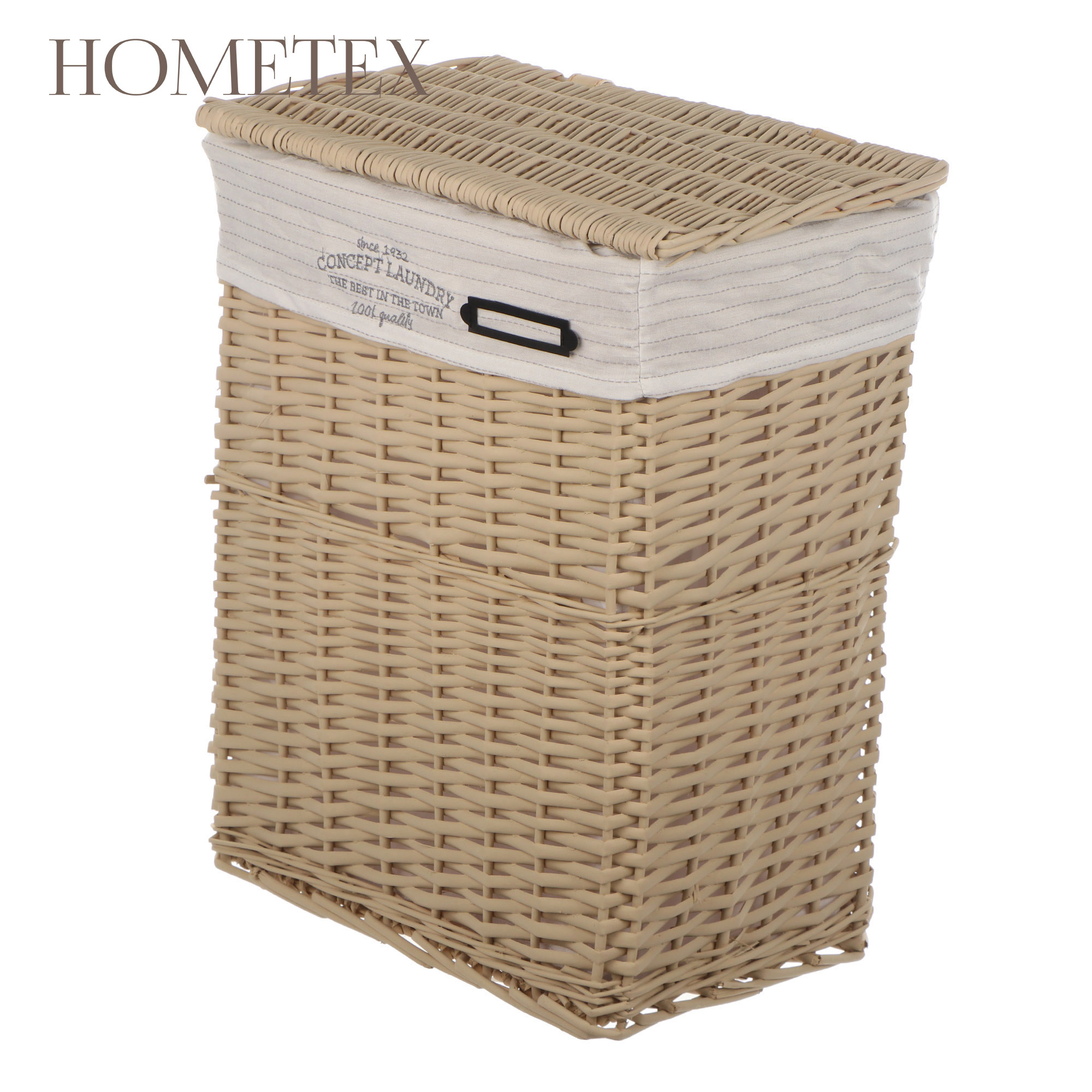Корзина для белья с крышкой Hometex бежевая 37x27х48
