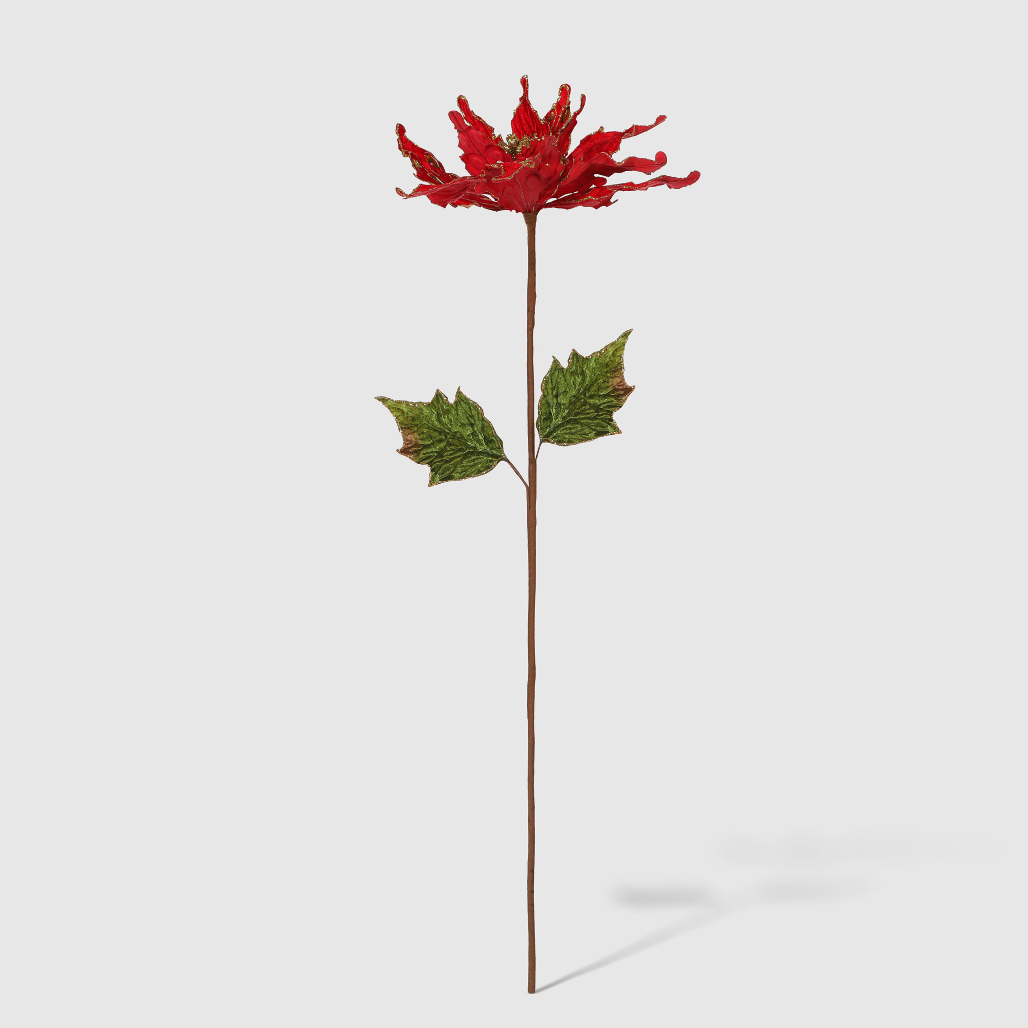 Цветок декоративный Artborne Пуансеттия красно-золотая 65 см