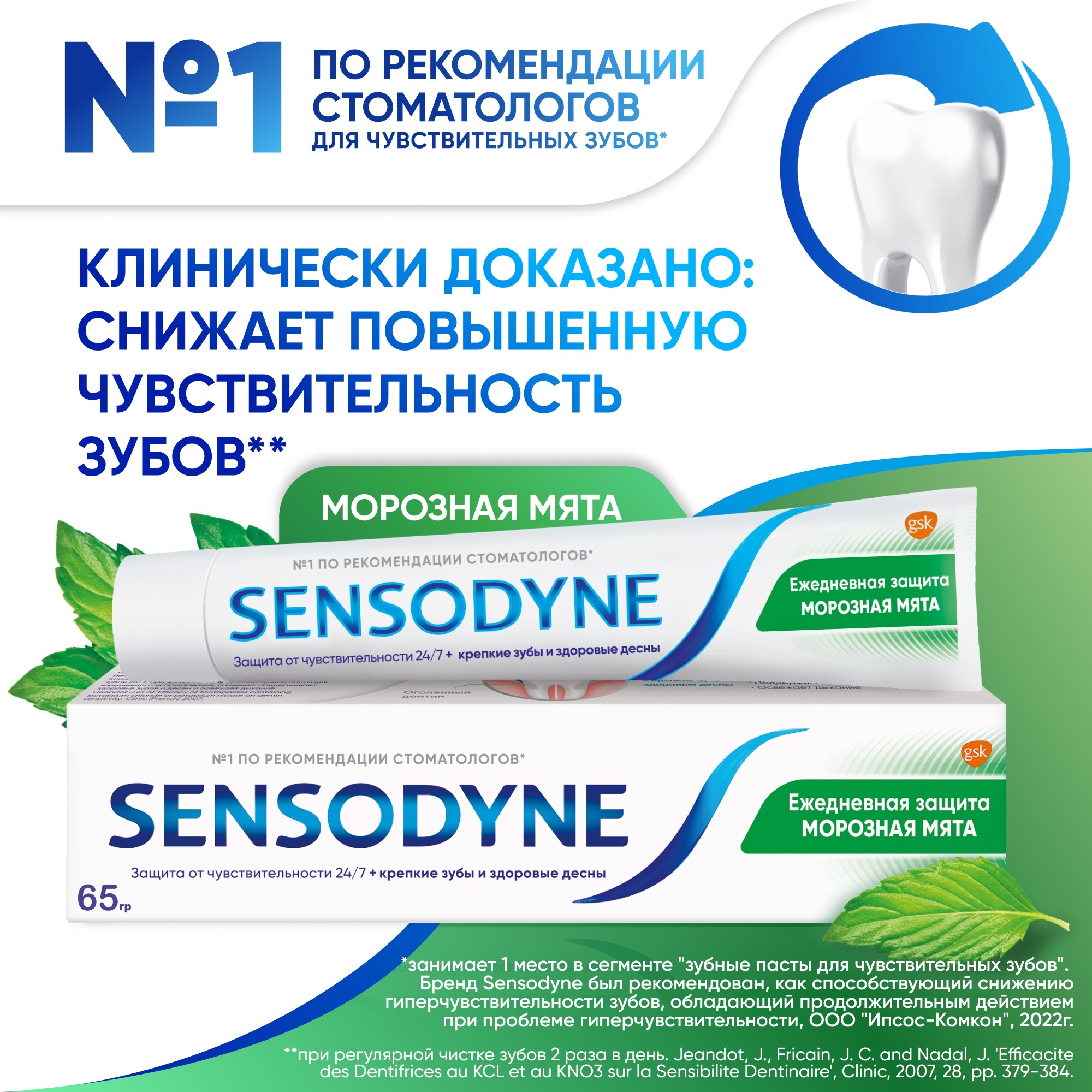 фото Зубная паста sensodyne ежедневная защита морозная мята 65 г