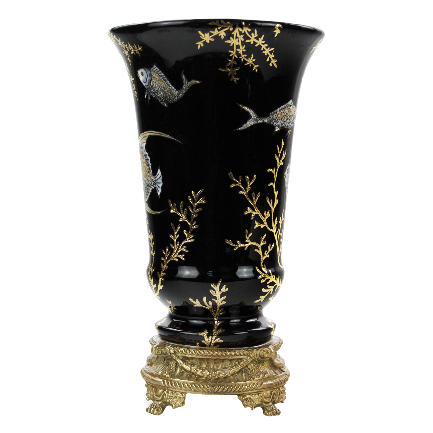 Ваза Glasar фарфоровая на бронзовом основании   18x18x30см ваза glasar фарфоровая синяя 19х19х35 см
