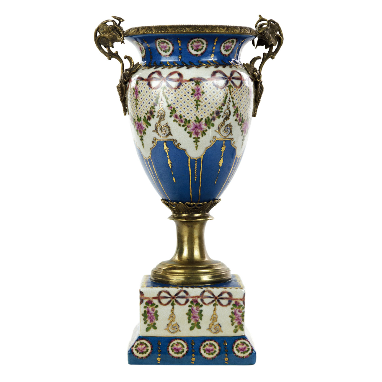 Ваза Glasar фарфоровая голубая, 39,37 см ваза glasar фарфоровая красная с быками 27х27х49 см