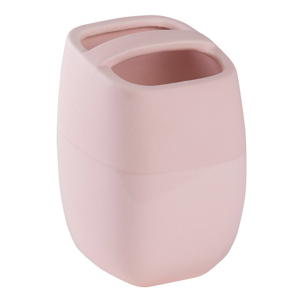 Стакан для зубных щеток с разделителем Wess розовый 7,4х7,4х11 см ошейник кошачий мягкий с бубенчиком 30 х 1 см текстиль розовый
