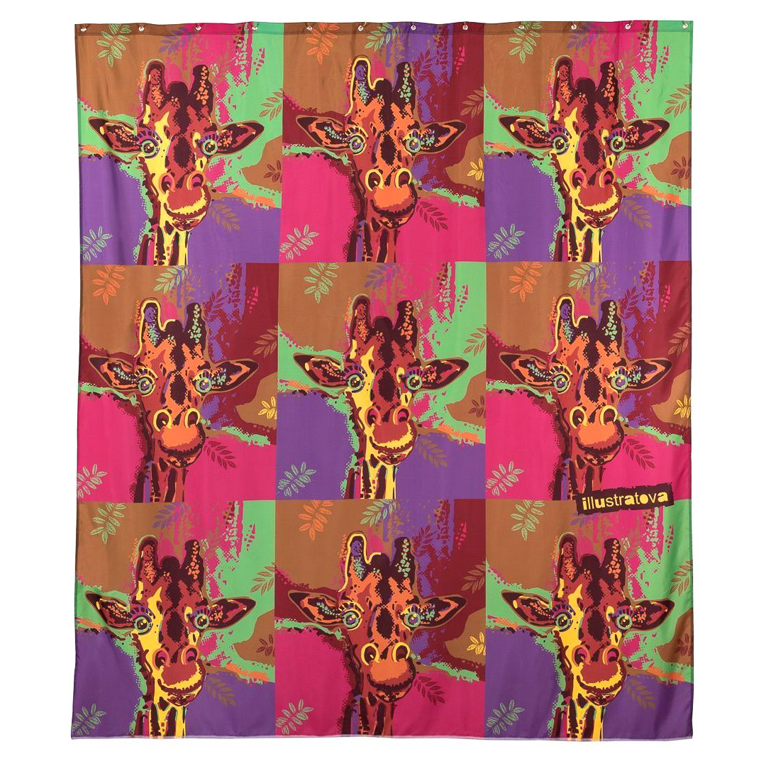 фото Шторка для ванной wess жираф разноцветная (t636-8)