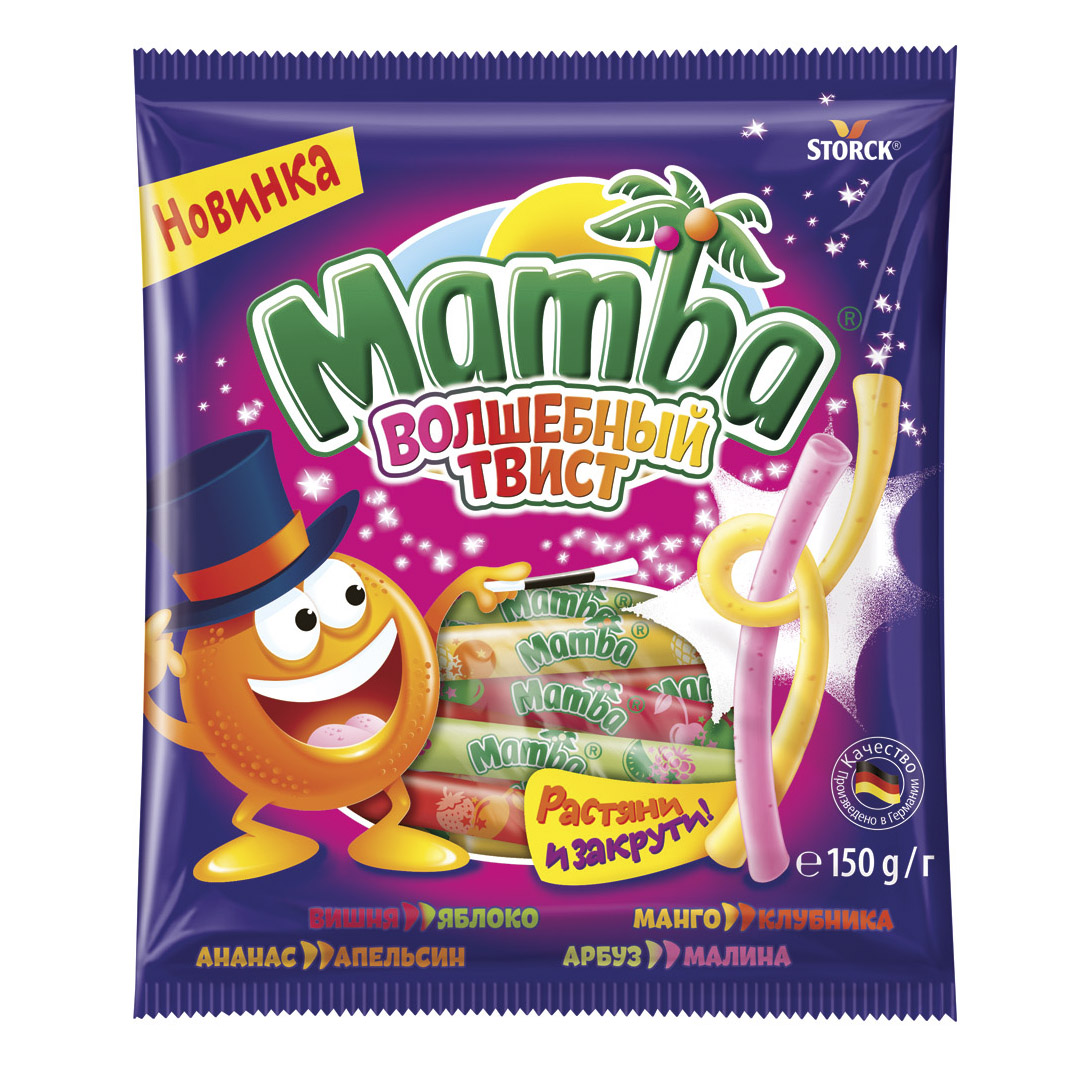 Конфеты жевательные Mamba волшебный твист 150 г конфеты жевательные mamba тропикс 79 5 г