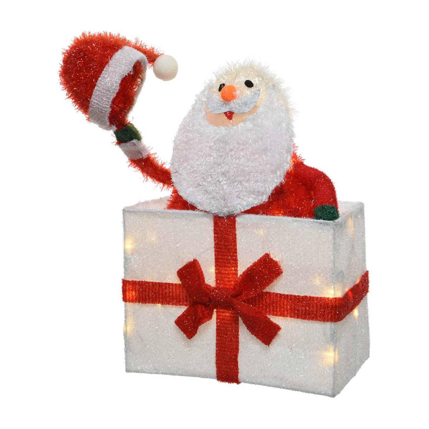 Санта Клаус Kaemingk светящийся 28х47 см, цвет белый - фото 1