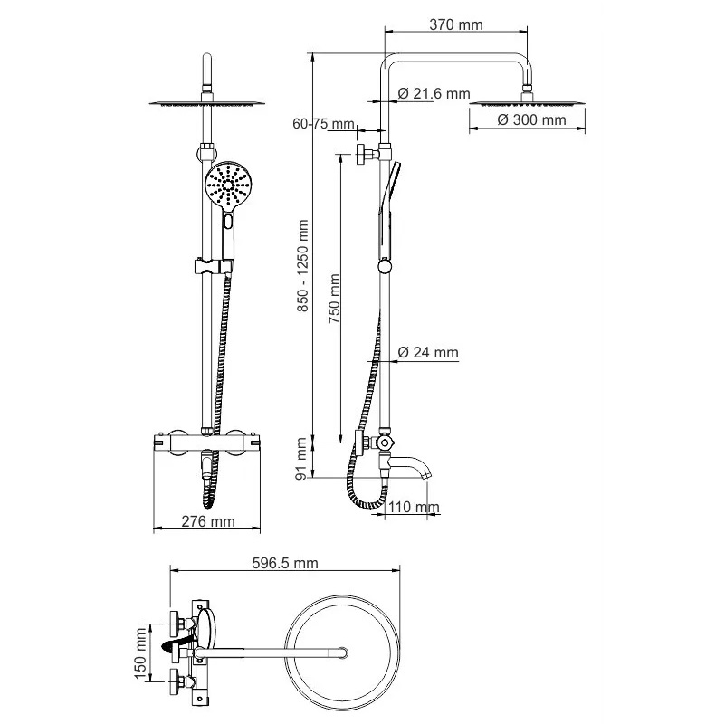 Душевой комплект с термостатическим смесителем Wasserkraft A18801 Thermo Вид№7