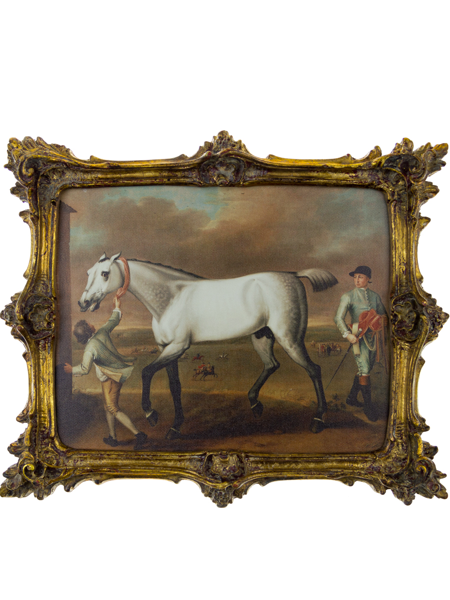 Панно Glasar в резной раме Конь и мужчина с мальчиком, 33x27x3см панно glasar в прямоугольной резной раме конь и люди 33x27x3 см