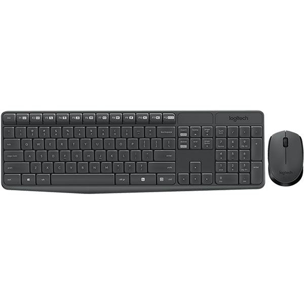 цена Комплект клавиатура и мышь Logitech MK 235 Wireless Desktop серый