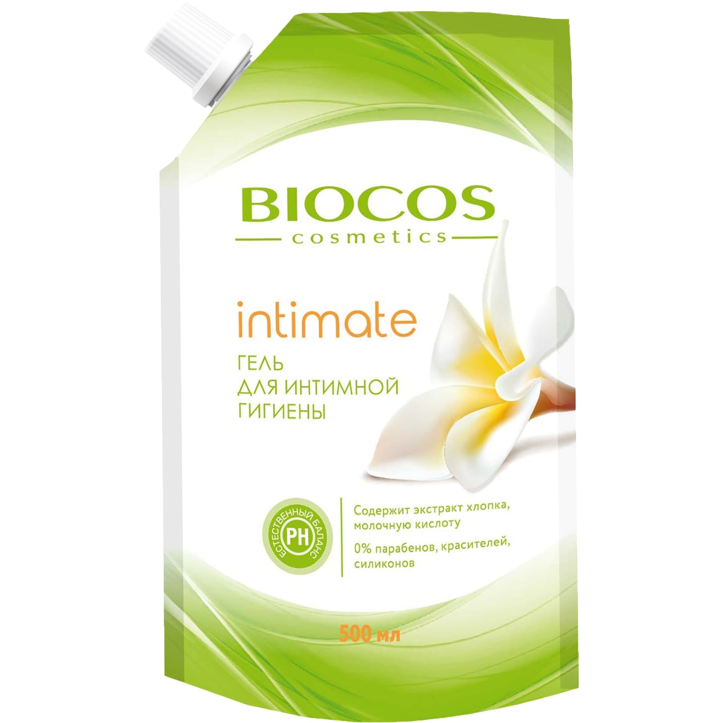 Гель для интимной гигиены BioCos intimate с экстрактом хлопка и молочной кислотой 500 мл