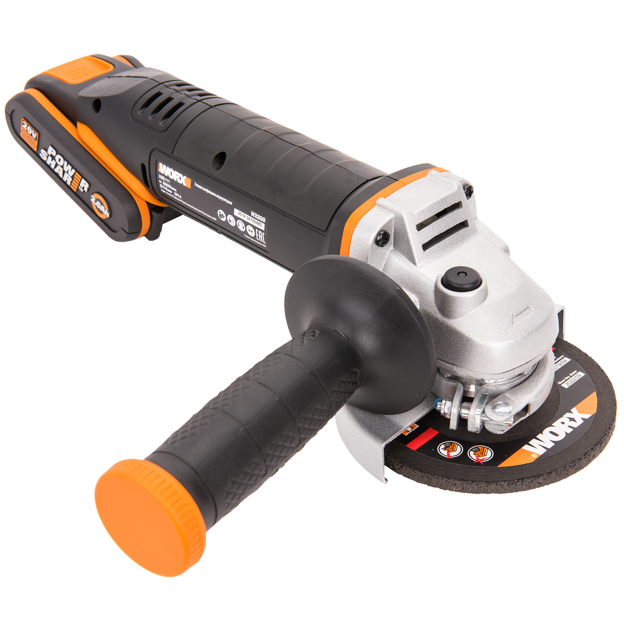 Угловая шлифмашина WORX WX800, цвет оранжевый - фото 4