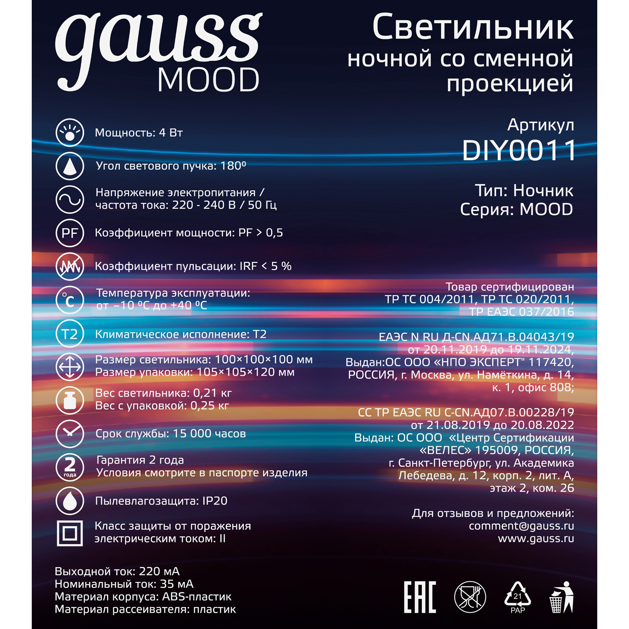 Светильник Gauss со сменной проекцией Вид№4