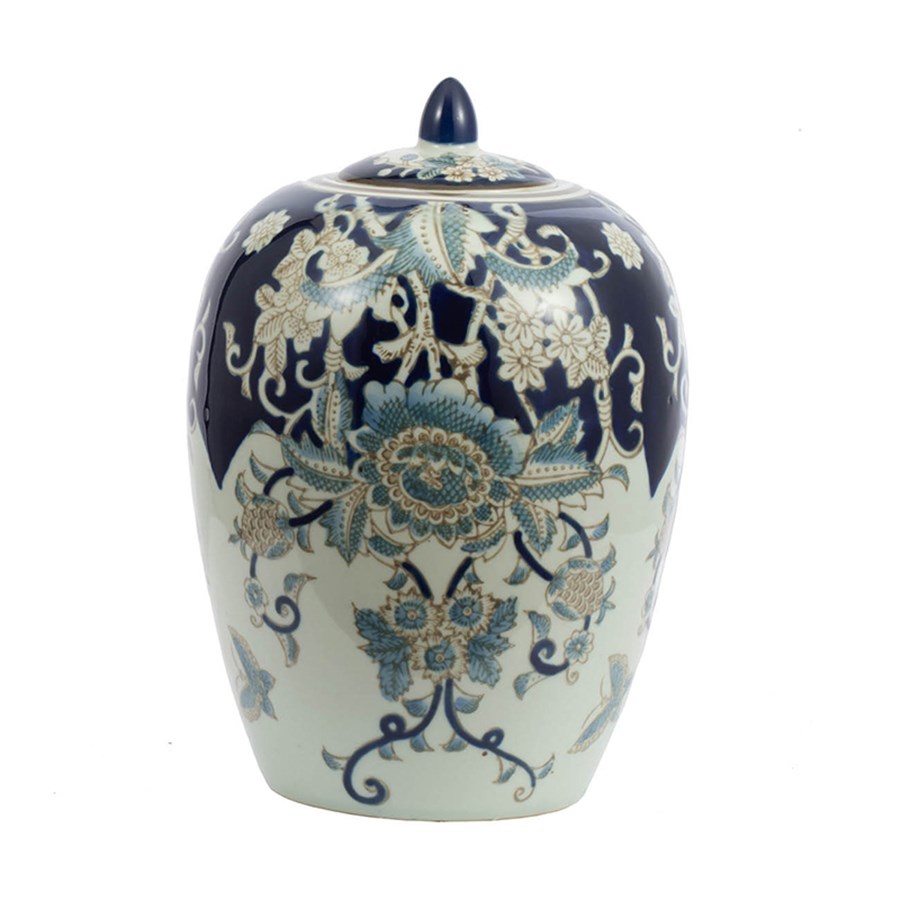 Ваза Glasar с крышкой фарфоровая в классическом китайском стиле  20х20х29см ваза glasar фарфоровая голубая 39 37 см