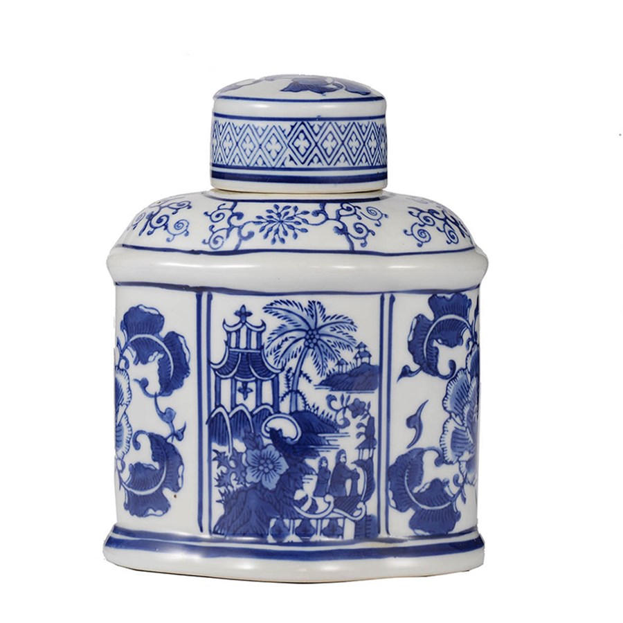 Ваза Glasar фарфоровая с крышкой в классическом китайском стиле  16х12х20см ваза glasar фарфоровая с петухами 32х32х62 см