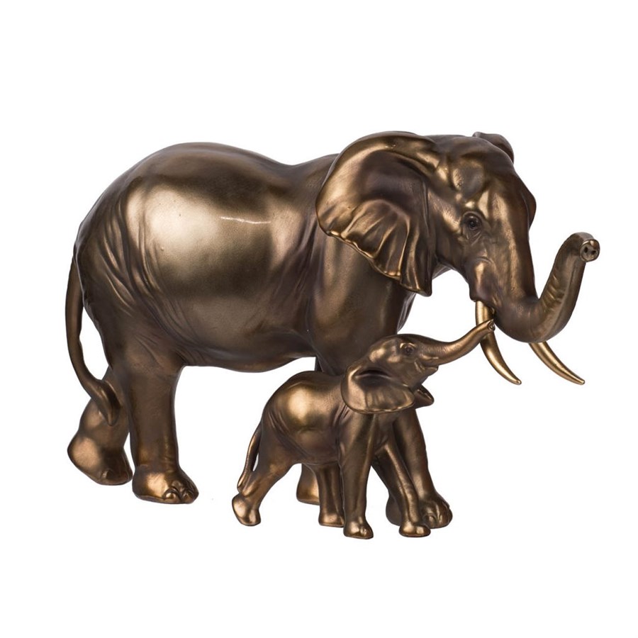 Фигурка Glasar Слониха со слонёнком в бронзовом цвете 31x14x18см блюдо glasar декоративное 19х16х4 см