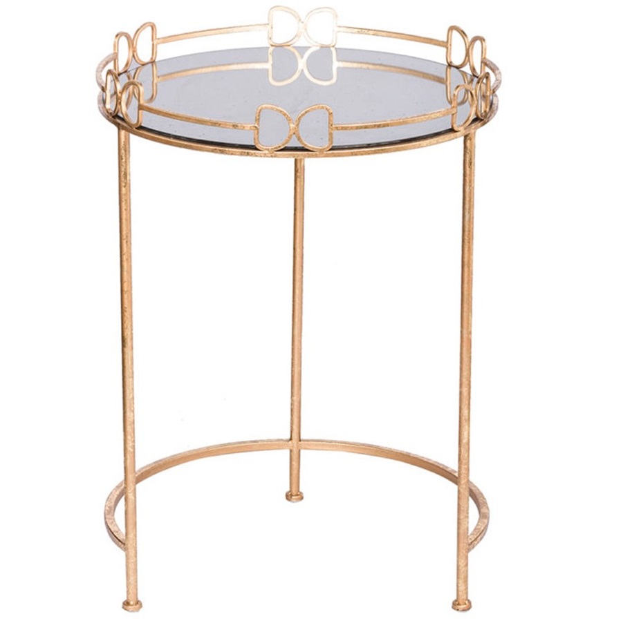Столик приставной Glasar золотистого цвета с зеркальной столешницей 46х46х64см подставка glasar с зеркальной столешницей 35x33x90см