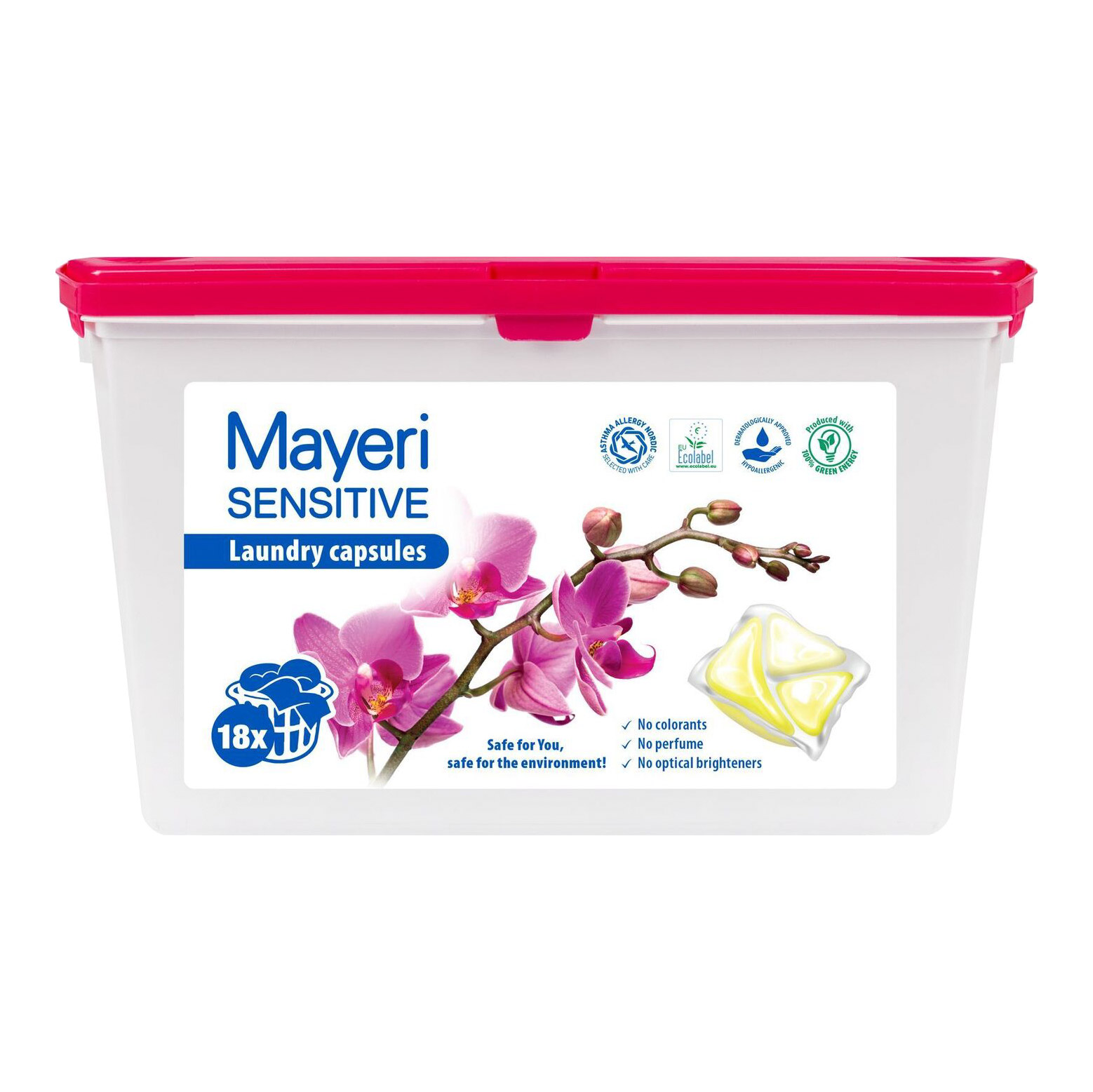 Капсулы для стирки Mayeri Sensitive Эко 18 шт гелевые капсулы mayeri sensitive эко пакет 16 шт f543l