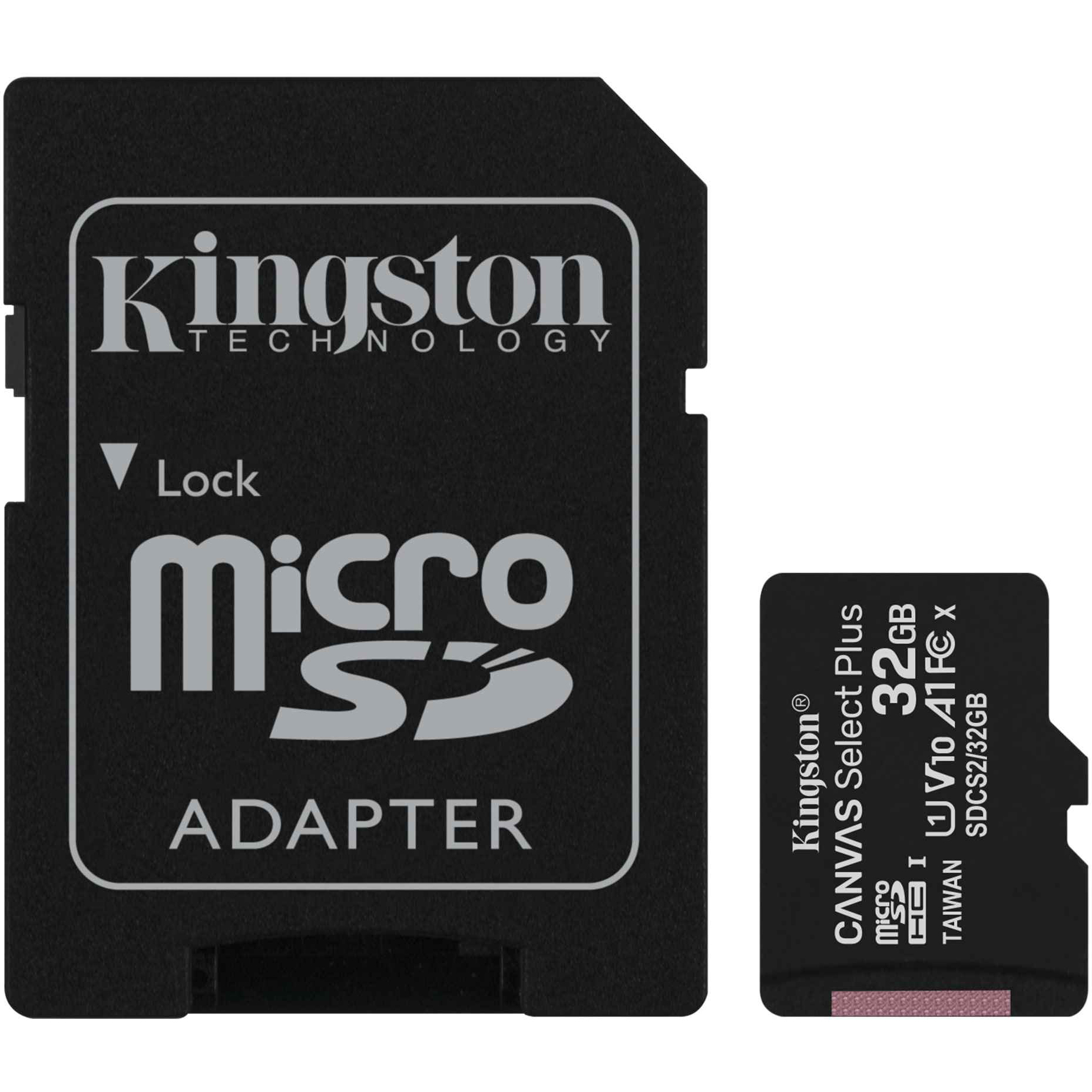 Карта памяти Kingston Canvas Select Plus MicroSD 32GB Class 10, цвет черный - фото 1