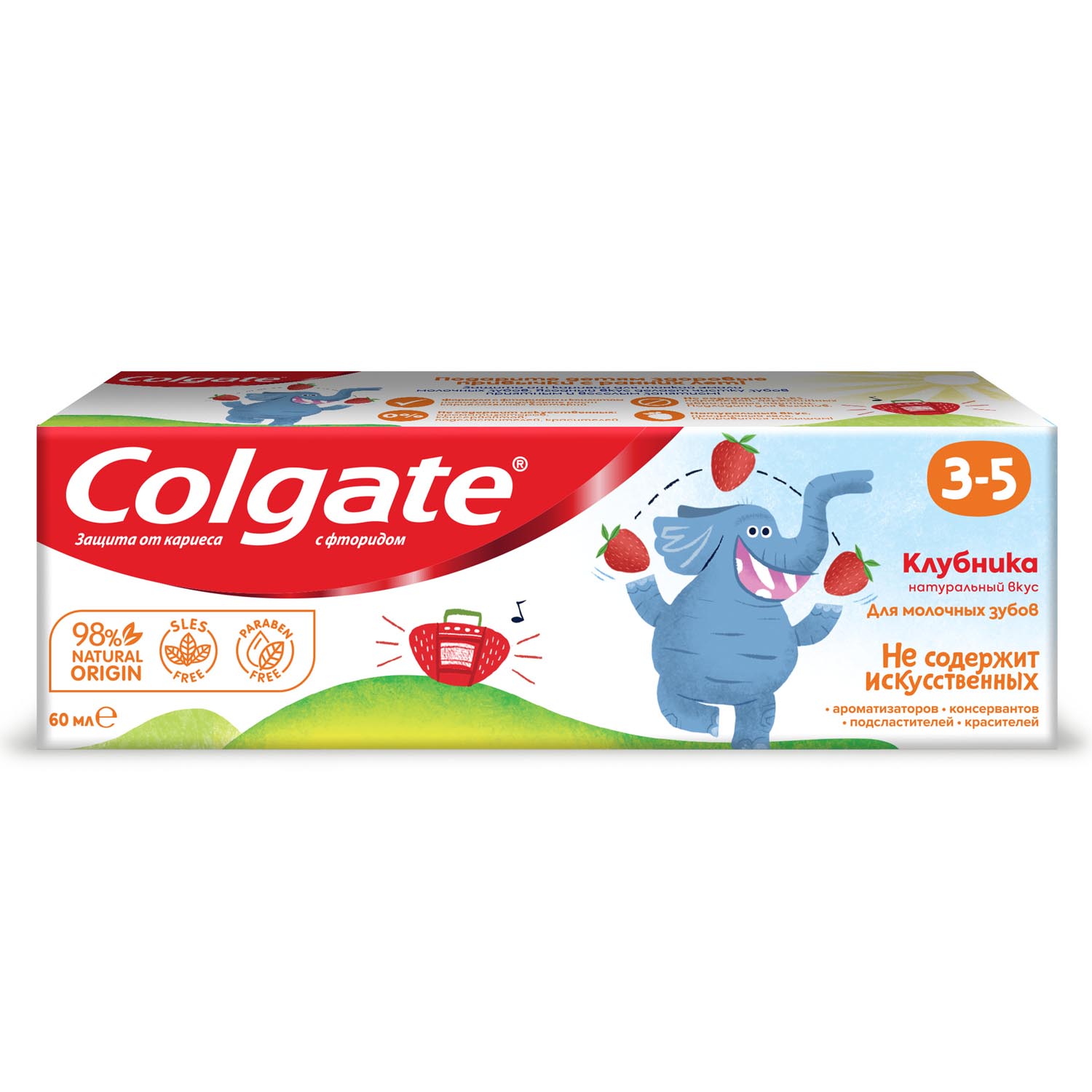 фото Зубная паста детская colgate 3-5, защита от кариеса, с фторидом, для детей от 3 до 5 лет, со вкусом клубники, 60 мл