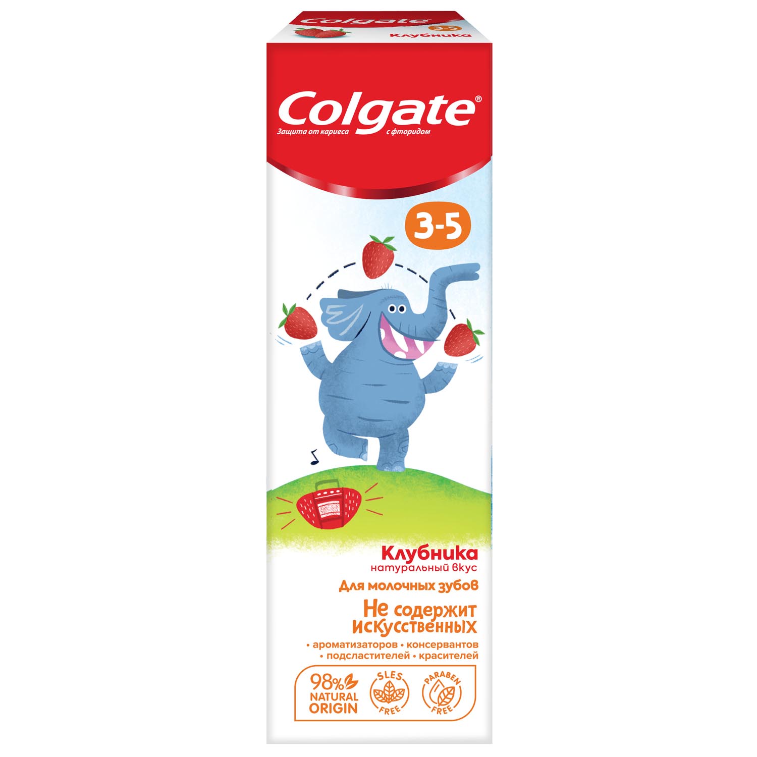 фото Зубная паста детская colgate 3-5, защита от кариеса, с фторидом, для детей от 3 до 5 лет, со вкусом клубники, 60 мл