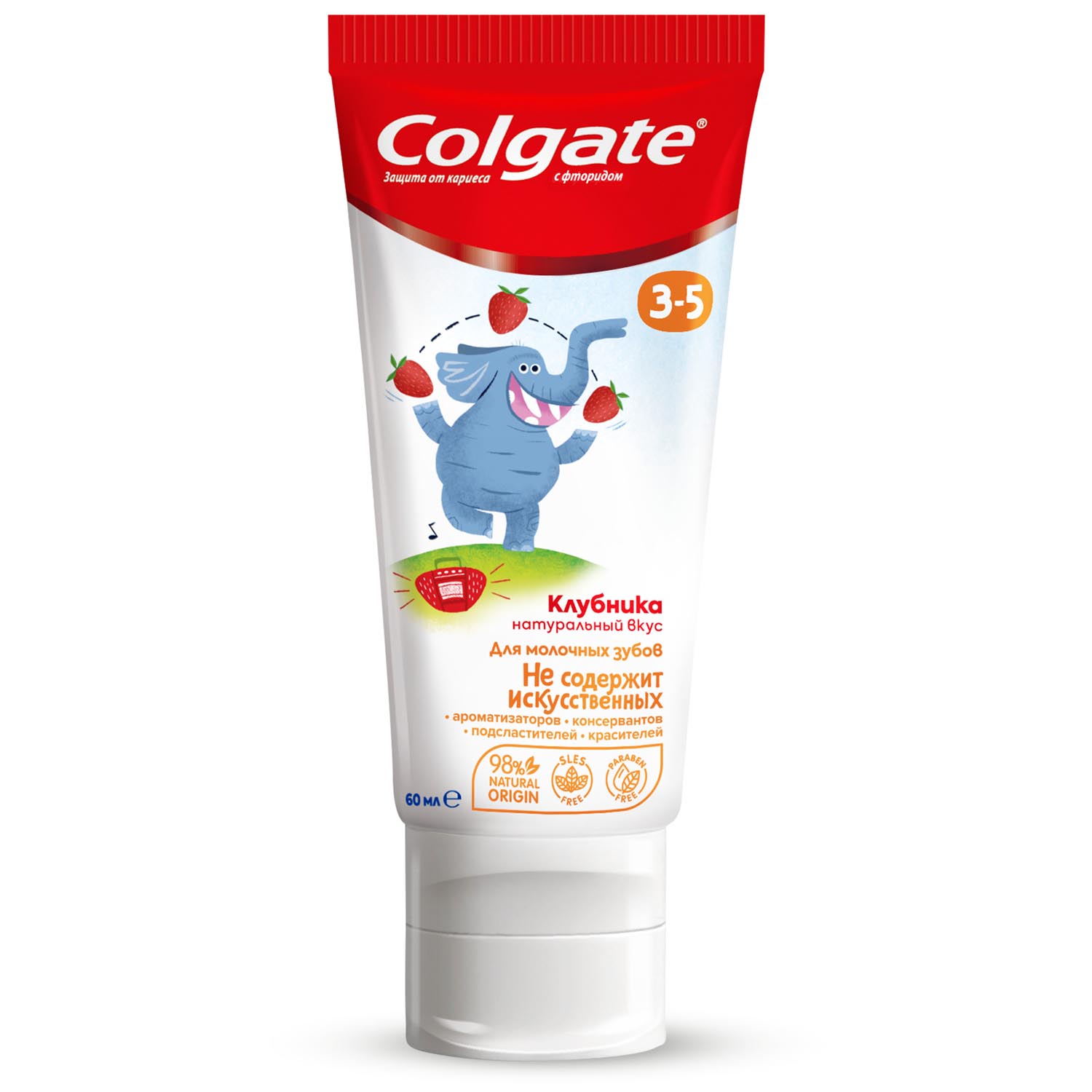 фото Зубная паста детская colgate 3-5, защита от кариеса, с фторидом, для детей от 3 до 5 лет, со вкусом клубники, 60 мл