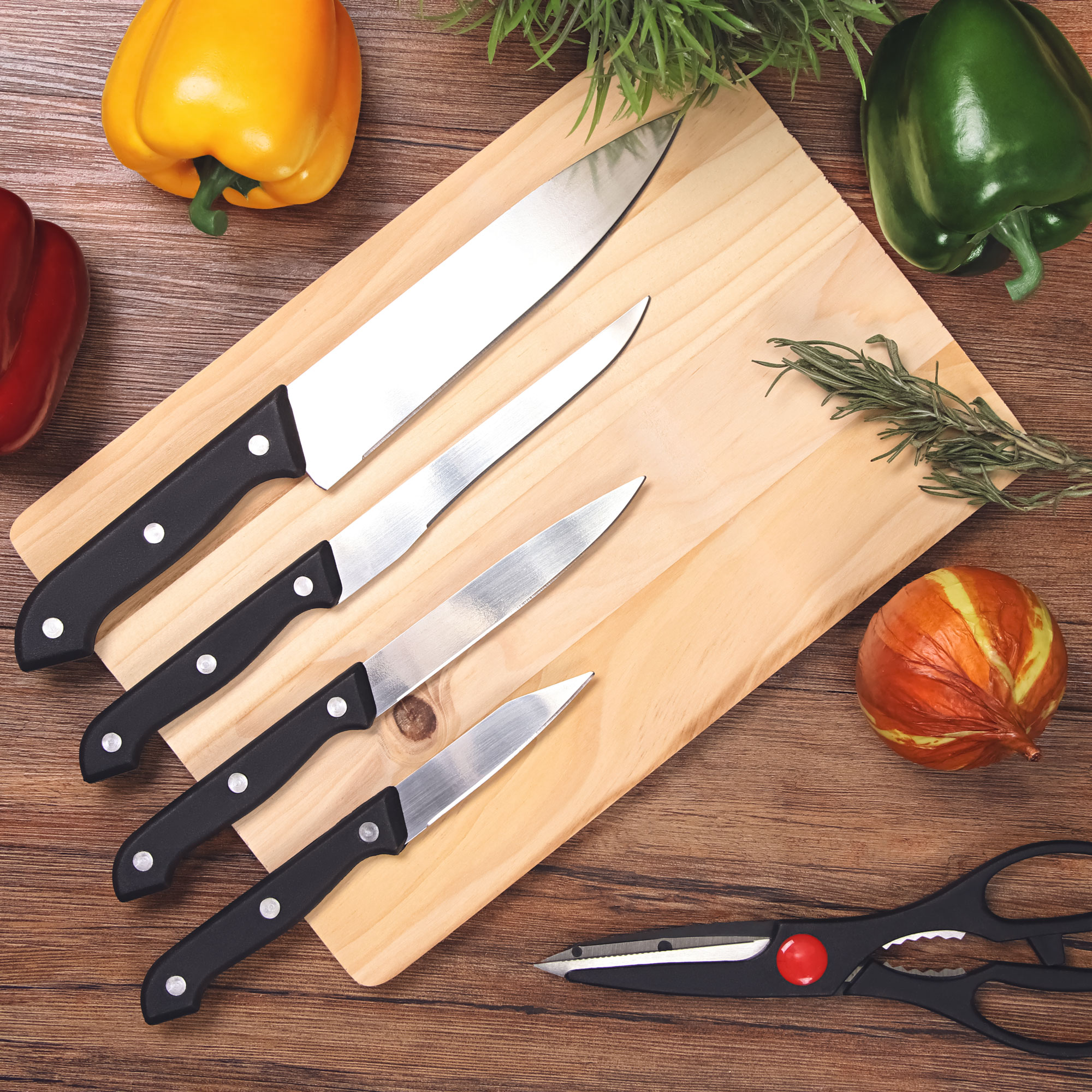 Набор ножей с доской Koopman tableware 6 предметов, цвет стальной - фото 5