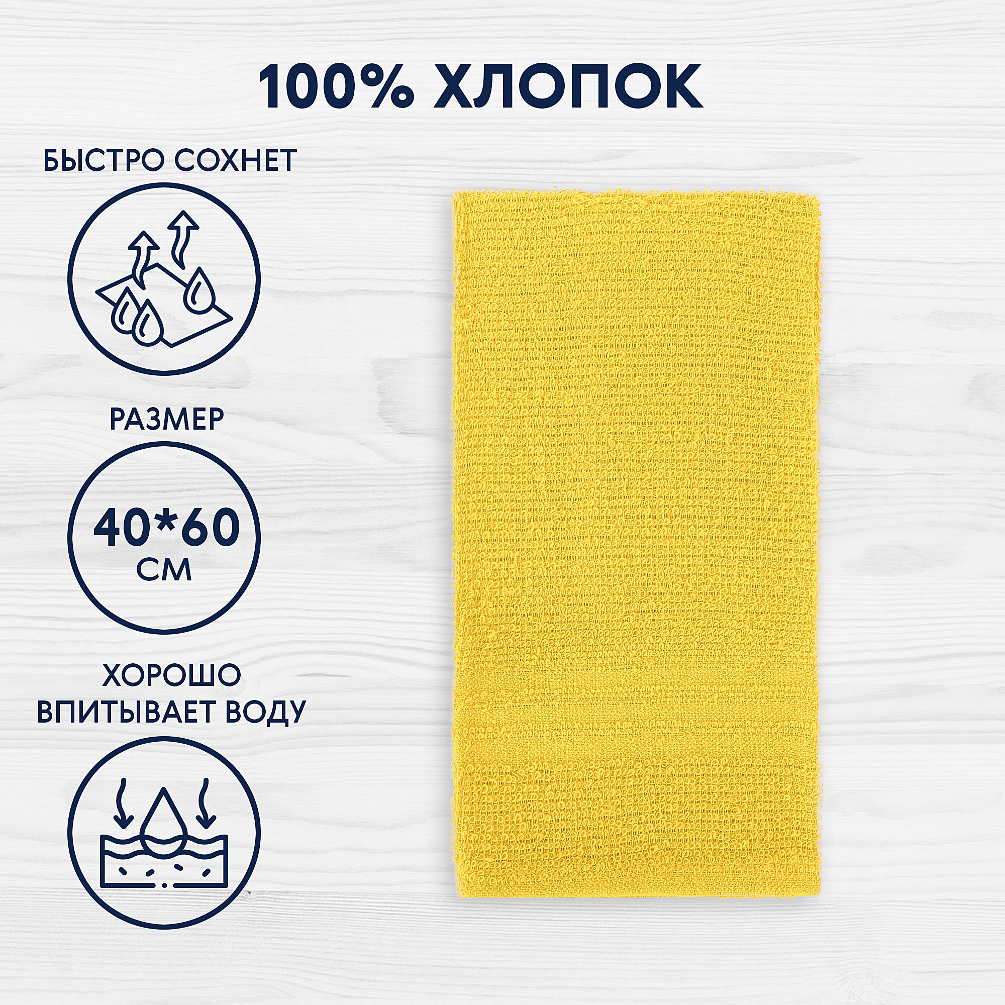 Полотенце кухонное Homelines textiles  40х60 yellow Вид№3