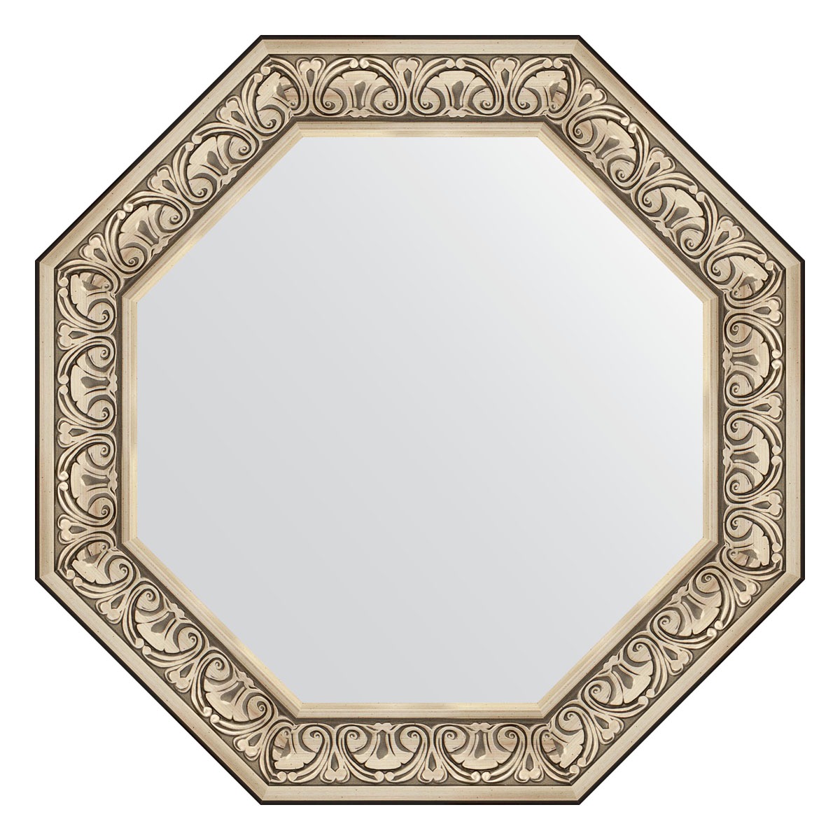 Зеркало в багетной раме Evoform барокко серебро 106 мм 80,4х80,4 см зеркало с фацетом в багетной раме evoform барокко золото 106 мм 60х90 см