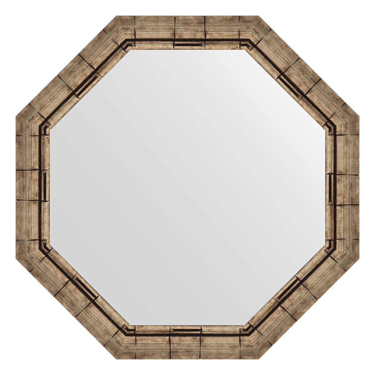 фото Зеркало в багетной раме evoform серебряный бамбук 73 мм 74х74 см