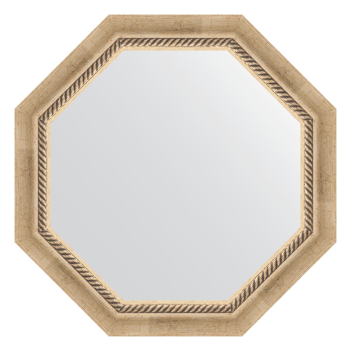 Зеркало в багетной раме Evoform состаренное серебро с плетением 70 мм  63,2х63,2 см