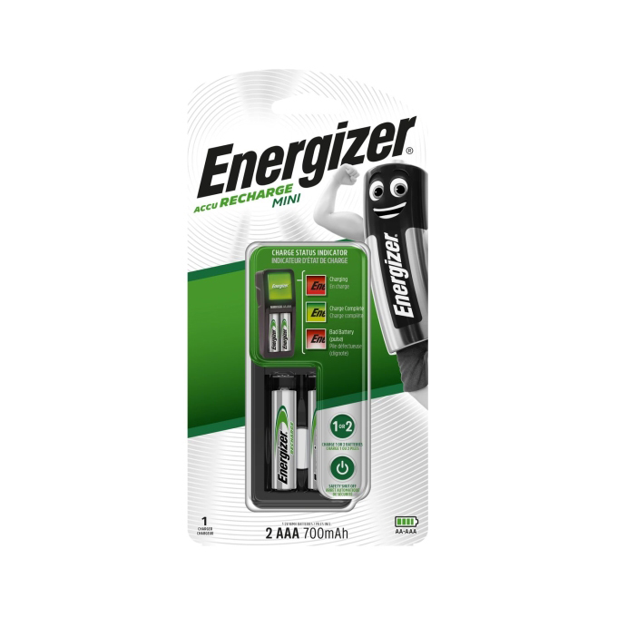 Устройство зарядное Energizer Mini Charger + 2 батарейки AAA 700 mAh сетевое зарядное устройство luazon lcc 25 2 usb lightning 1 а 1 м черно белое