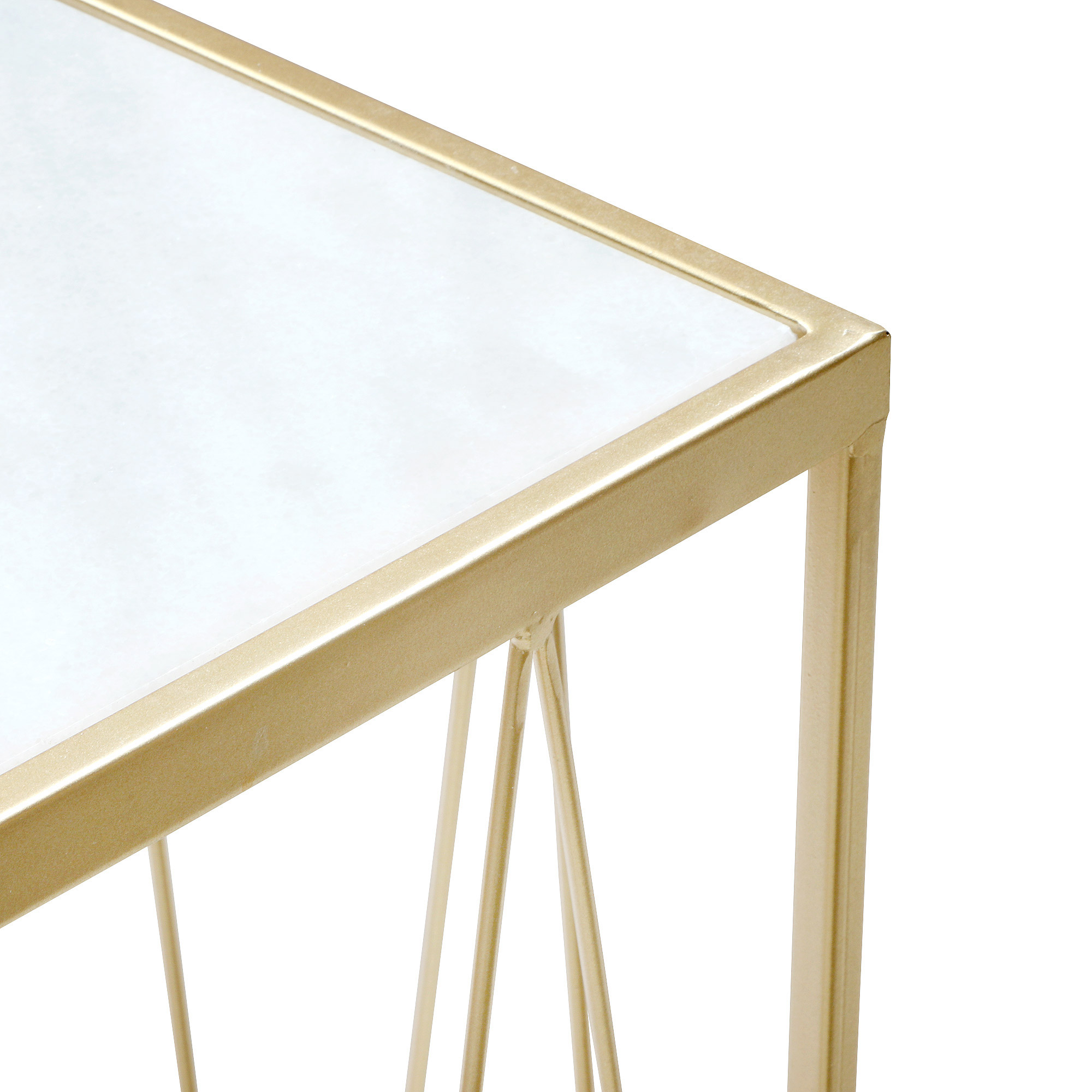 Подставка интерьерная Glasar с белым мрамором 30х30х67см, цвет золотой - фото 3