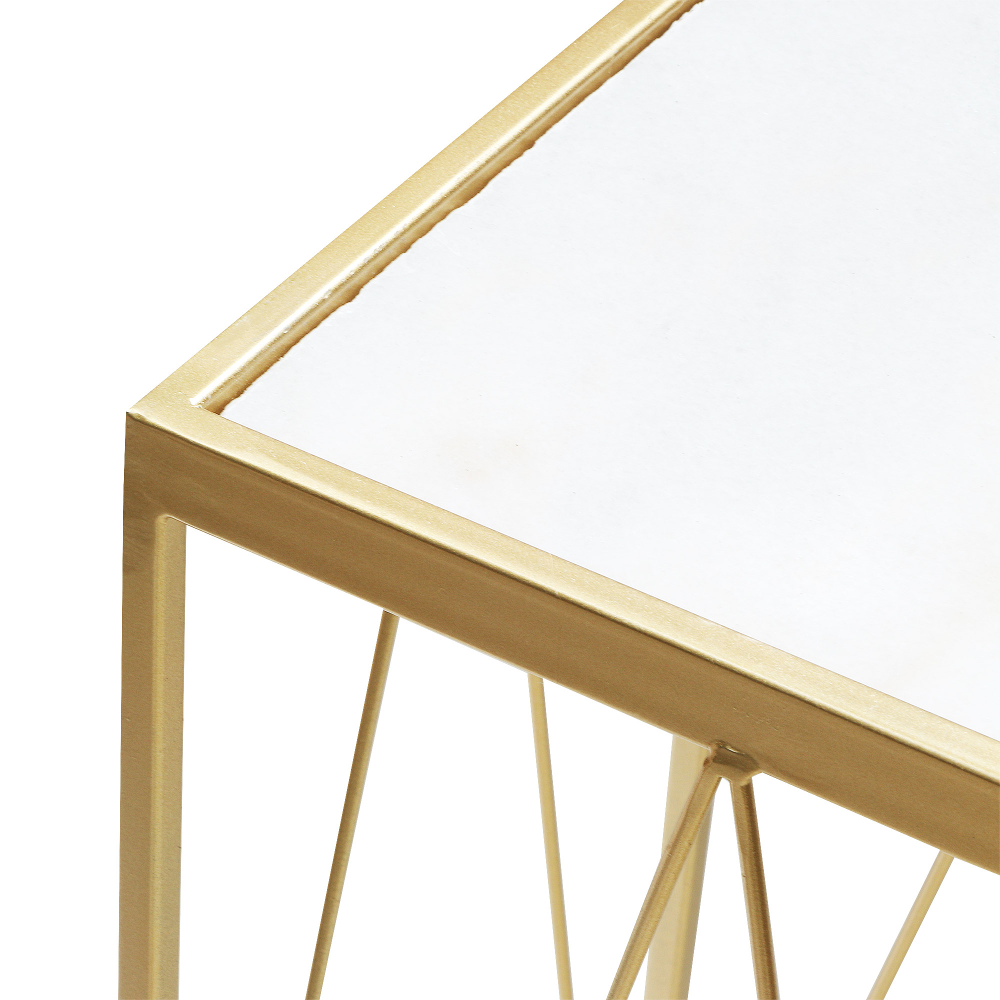 Подставка интерьерная Glasar с белым мрамором 25х25х62см, цвет золотой - фото 3