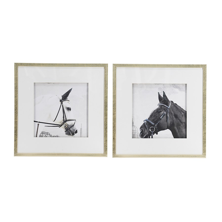 Картины Glasar лошади набор 2пр 56x56x3см цена и фото