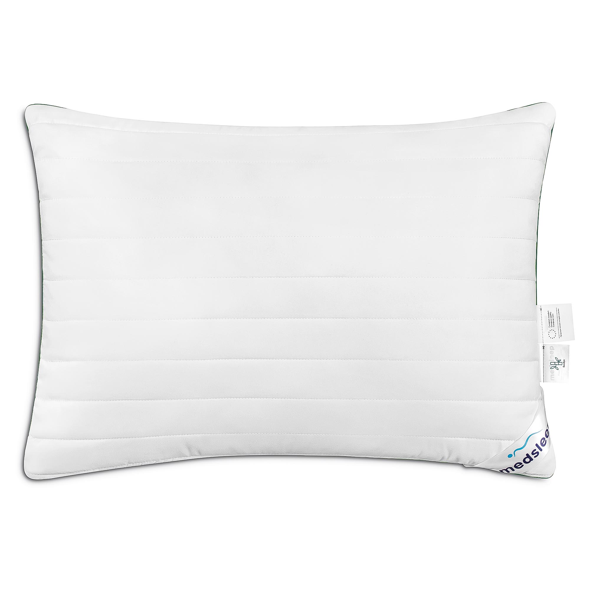 Подушка со съёмным чехлом Medsleep Dao белая с зелёным 50х70 см одеяло лебяжий пух premium р 172х205