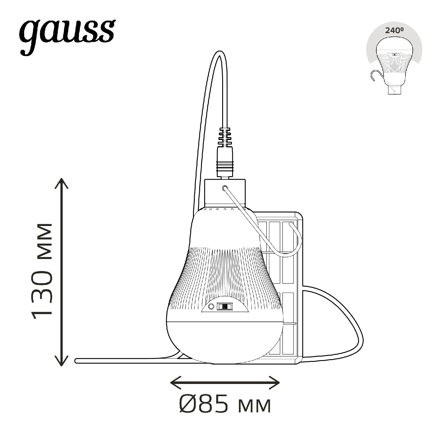 Лампа Gauss LED 3Вт A60 130lm 4000K с солнечной панелью Вид№10