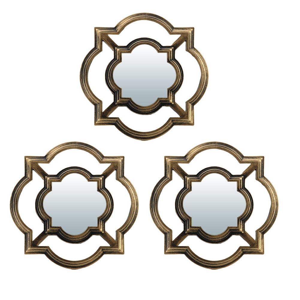 Комплект декоративных зеркал Канны, бронза, 3шт, 25 см*25 см, D зеркала 12 см