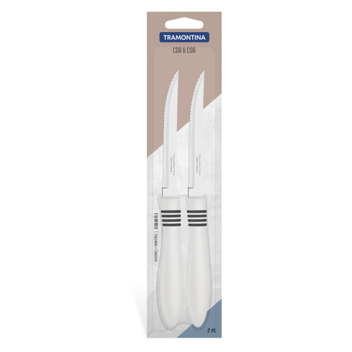 Набор ножей для мяса Tramontina из 2 предметов Cor&Cor 13 см белый кисточка tramontina churrasco силиконовая