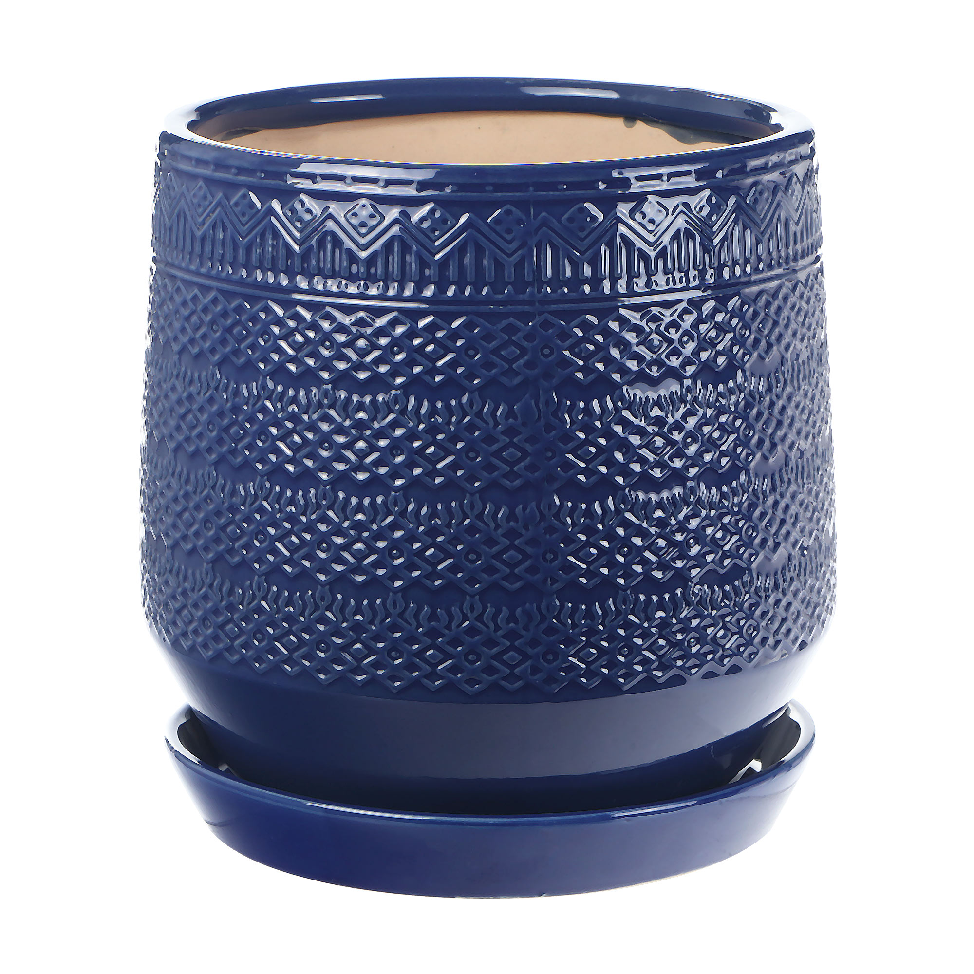 Горшок керамический для цветов Qianjin синий узор д20.5 керамический горшок с поддоном композит букле розовый 18 см