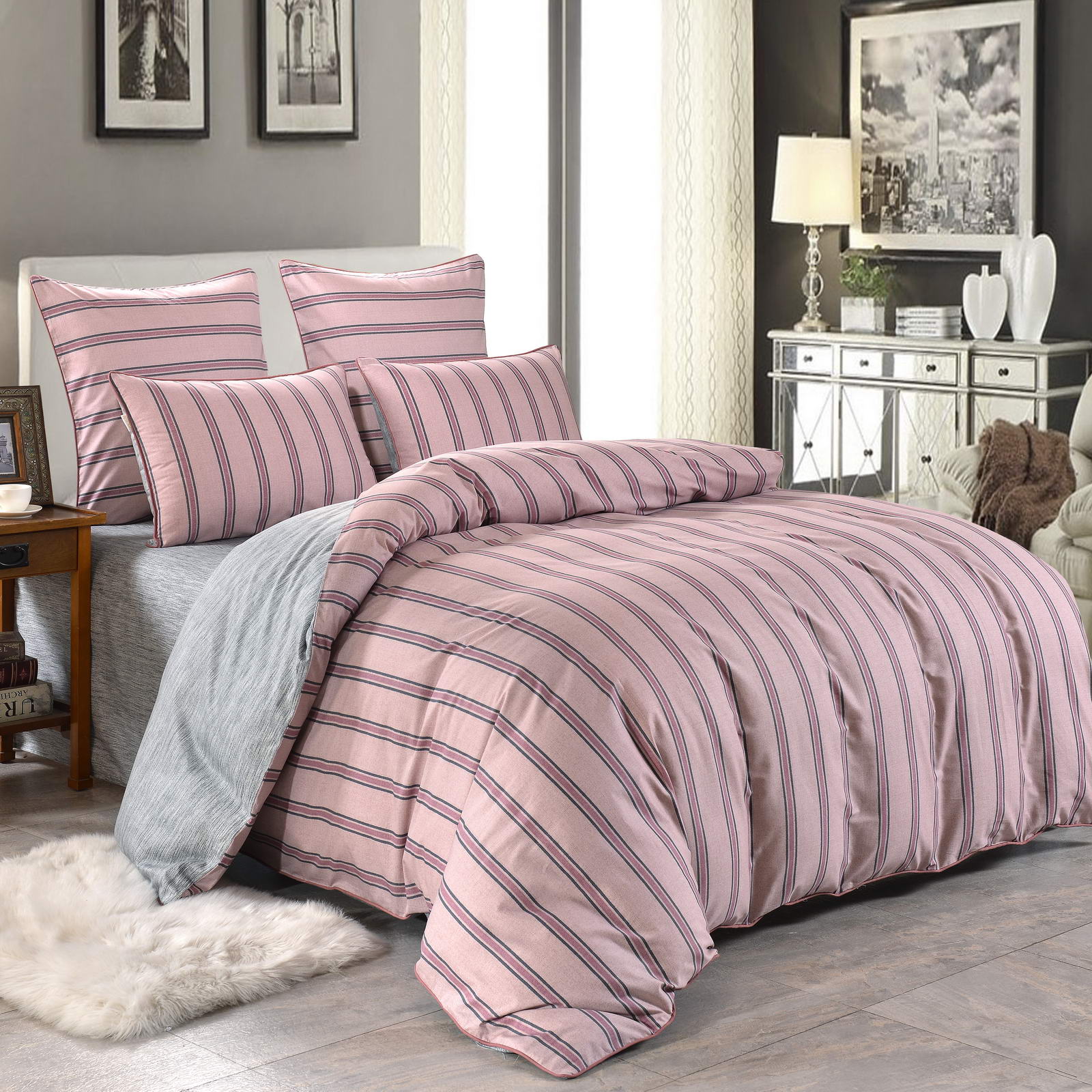 Комплект постельного белья Sofi De Marko Вивьен Двуспальный евро (ЕВРО-5209) покрывало ромбы розовый р 200х220