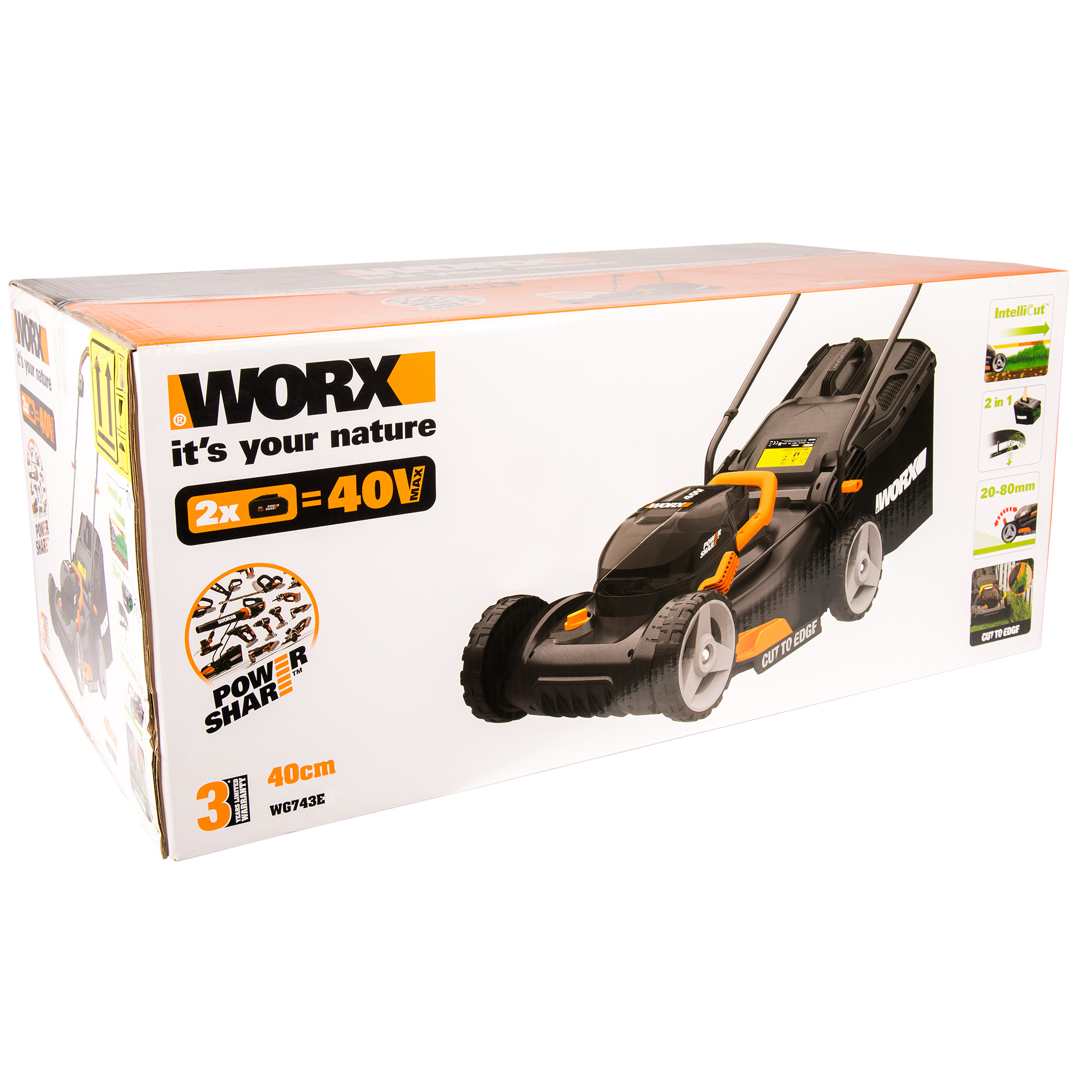 фото Газонокосилка worx wg743e 40v